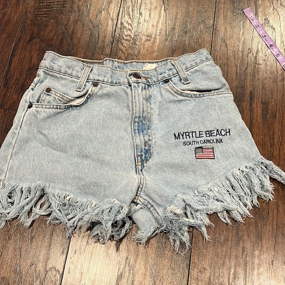VTG orange Tab Levi’s Jean daisy duke shorts custom made light wash